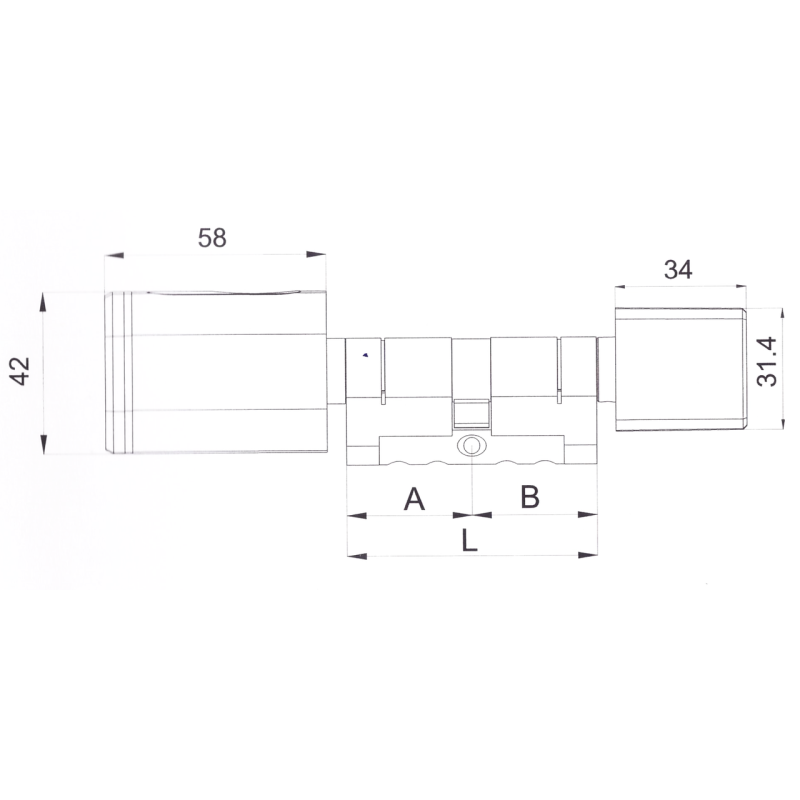 PES Cylinder 2 цилиндр со сканером отпечатков пальца 100 мм 50x50Т