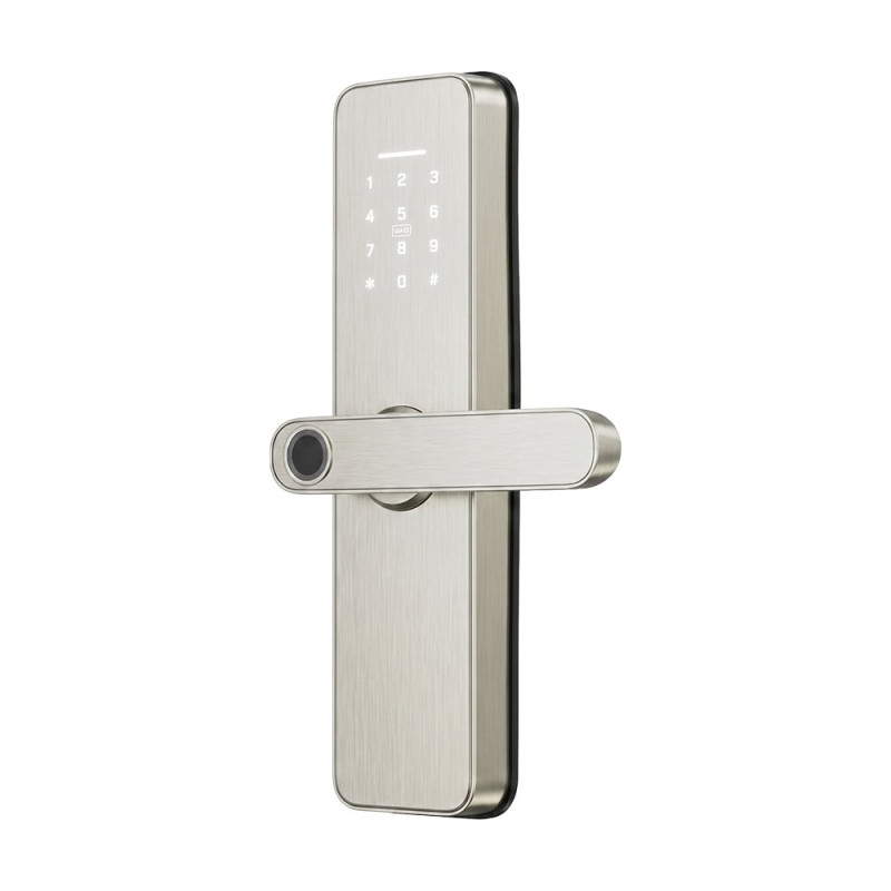 Замок біометричний автономний Trinix TRL-5405BTF Silver L/R з Bluetooth, зчитувачем відбитків пальців і карт Mifare