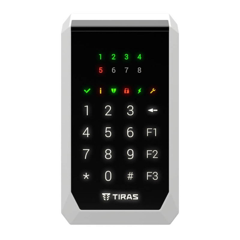 Клавіатура Tiras K-PAD8+ Black на 8 індикаторів зон з вбудованим зчитувачем NFC/Mifare
