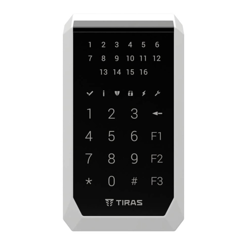 Клавіатура Tiras K-PAD16+ Black на 16 індикаторів зон з вбудованим зчитувачем NFC/Mifare