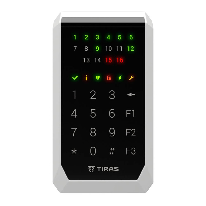 Клавіатура Tiras K-PAD16+ Black на 16 індикаторів зон з вбудованим зчитувачем NFC/Mifare