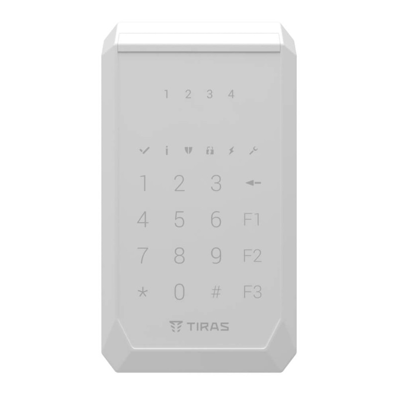 Клавіатура Tiras K-PAD4+ White на 4 індикатори зон з вбудованим зчитувачем NFC/Mifare