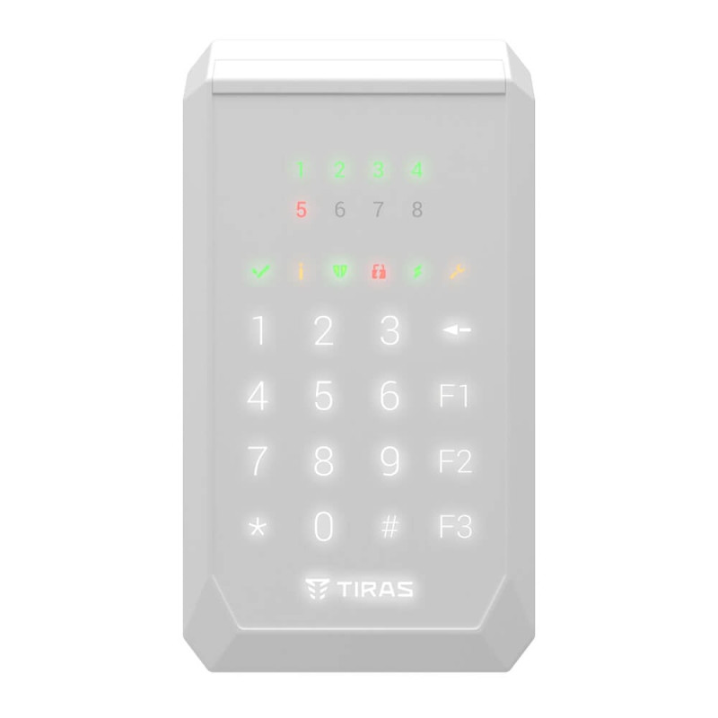 Клавіатура Tiras K-PAD8+ White на 8 індикаторів зон з вбудованим зчитувачем NFC/Mifare