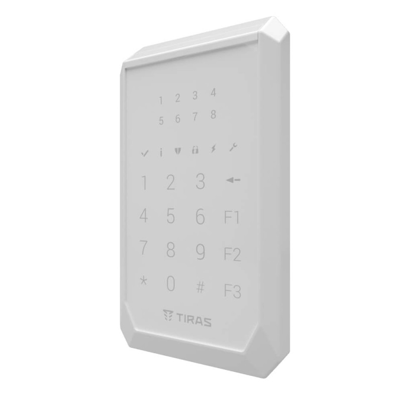 Клавіатура Tiras K-PAD8+ White на 8 індикаторів зон з вбудованим зчитувачем NFC/Mifare