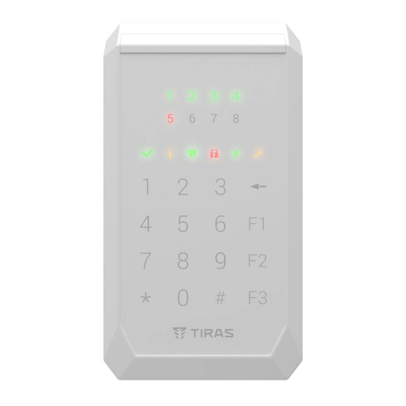 Клавіатура Tiras K-PAD8+ White на 8 індикаторів зон з вбудованим зчитувачем NFC/Mifare