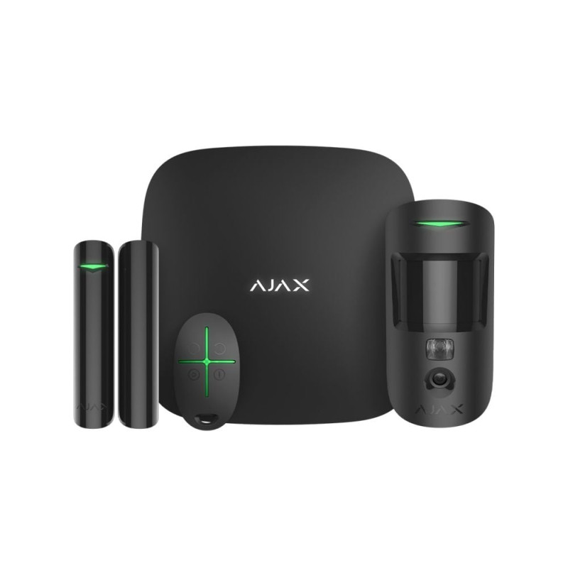 Комплект бездротової охоронної сигналізації Ajax StarterKit Cam Plus HDR Black з WiFi, 2G, 3G, 4G, Ethernet, фотоверифікацією тривог