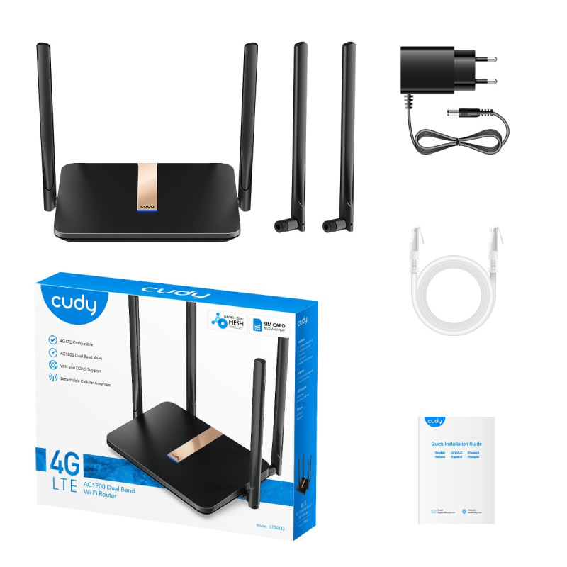 WiFi 5 Mesh 4G LTE-маршрутизатор Cudy LT500D CAT4 дводіапазонний АС1200