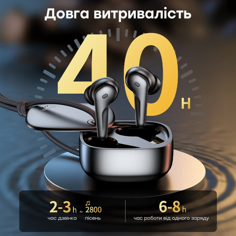 Бездротові навушники Choetech BH-T17 Black TWS, Bluetooth 5.4, ANC+ENC