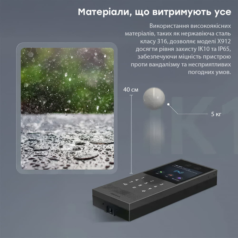 IP-відеопанель багатоабонентська 2Mp Akuvox X912S з екраном 4", розпізнаванням облич та зчитувачем EM-Marine / Mifare / NFC / BLE / QR