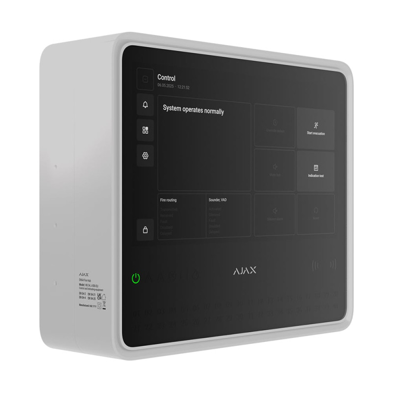 Бездротовий ППКП Ajax EN54 Fire Hub Jeweller White з Wi-Fi, 2G/4G, Ethernet, підтримкою до 200 пристроїв та 40 пожежних зон