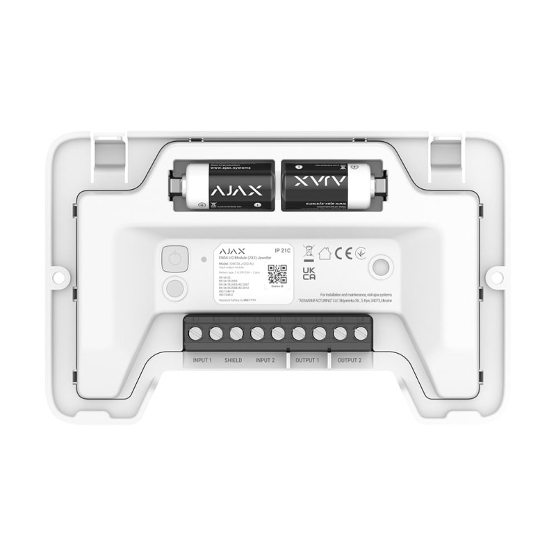 Бездротовий адресний модуль подвійного вводу/виводу Ajax EN54 I/O Module (2X2) White для пожежної сигналізації