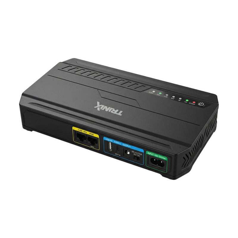 Джерело безперебійного живлення DC UPS Trinix TRX-MUPS-1848 Type-C (24000mAh LiFePo4) 5V/9V/12V/48V/PoE, LiFePo4 4*6Ah, для роутера і медіаконвертера