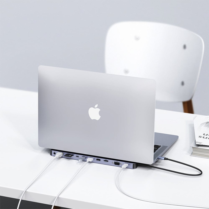 USB-C хаб 11-в-1 Choetech M20 HDMI 4K@30Hz, VGA, 3 USB-A 3.0, USB-C 3.0, RJ45, USB-C PD, SD-card, TF-card, 3.5mm audio