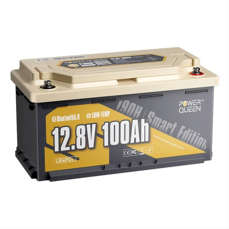Акумуляторна батарея літій-залізо-фосфатна з Bluetooth 12.8В 100А*год LiFePO4 Power Queen H190 P12V100-100-RV190-BT-4-AC150