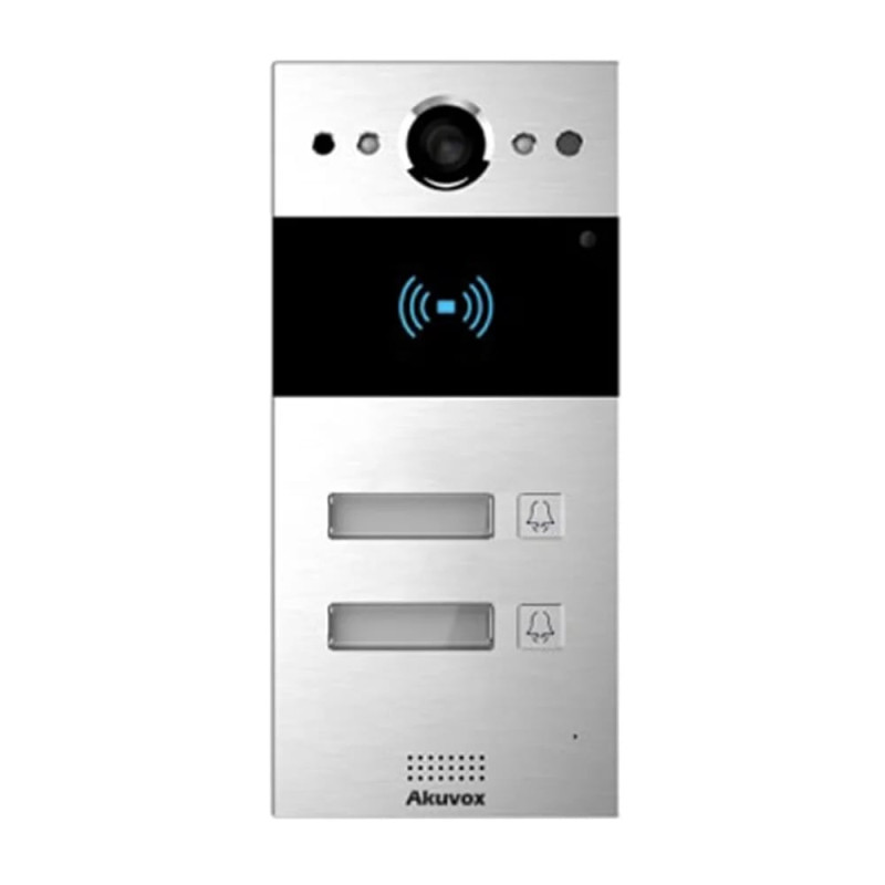 IP-відеопанель на 2 абоненти 2Mp Akuvox R20B SIP зі зчитувачем EM-Marine / Mifare / NFC