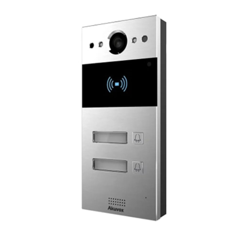 IP-відеопанель на 2 абоненти 2Mp Akuvox R20B SIP зі зчитувачем EM-Marine / Mifare / NFC