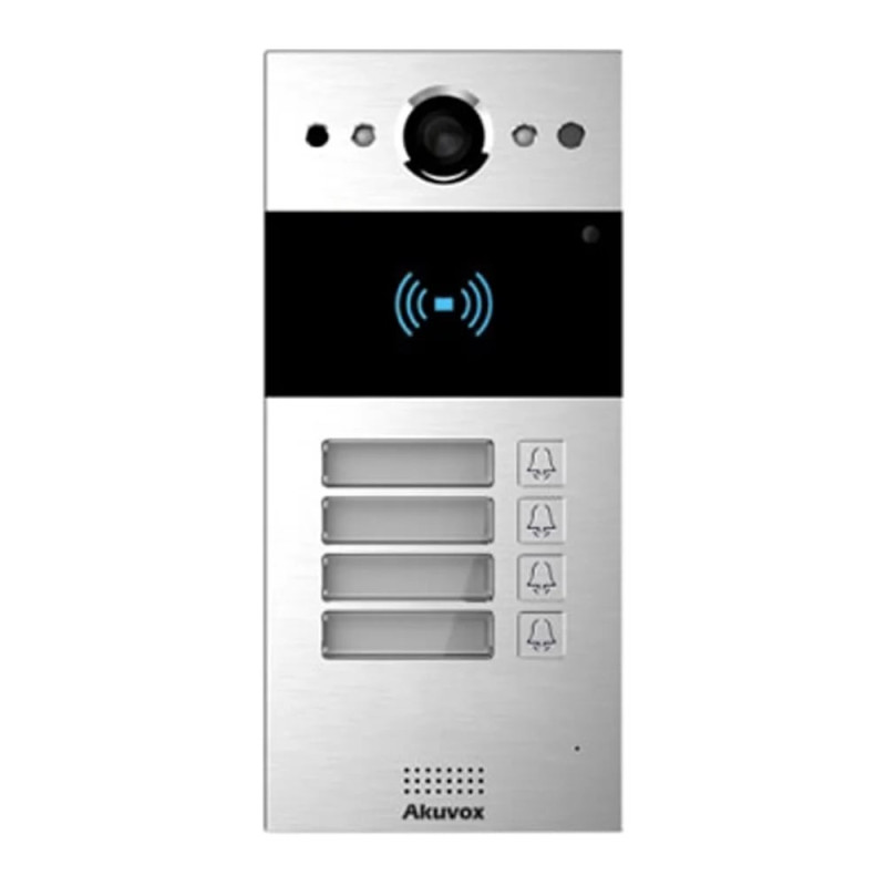 IP-відеопанель на 4 абоненти 2Mp Akuvox R20B SIP зі зчитувачем EM-Marine / Mifare / NFC