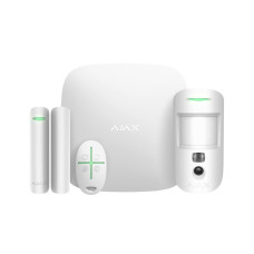 Комплект бездротової охоронної сигналізації Ajax StarterKit Cam Plus білий з WiFi, 2G, 3G, 4G, Ethernet, фотоверифікацією тривог