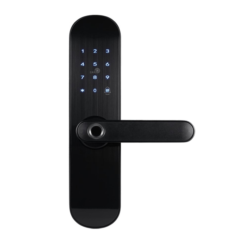Замок біометричний автономний Trinix TRL-5103BTF Black Right з Bluetooth, зчитувачем відбитків пальців і карт Mifare