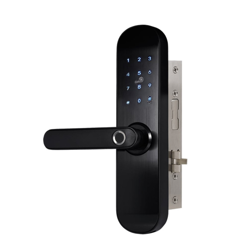 Замок біометричний автономний Trinix TRL-5103BTF Black Left з Bluetooth, зчитувачем відбитків пальців і карт Mifare