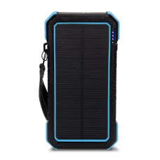 Повербанк з сонячною панеллю 20000mAh Power Bank Kraft TPB-1820SLP Blue бездротова зарядка 18W QC2.0 LED-ліхтар