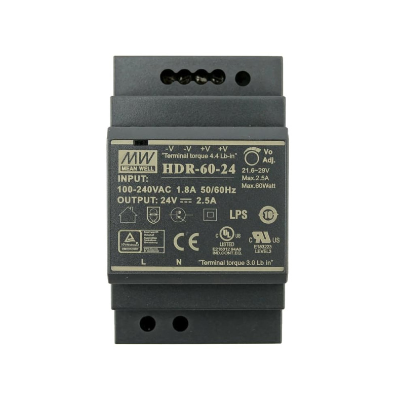 Блок живлення HDR-60-24 Mean Well на DIN-рейку