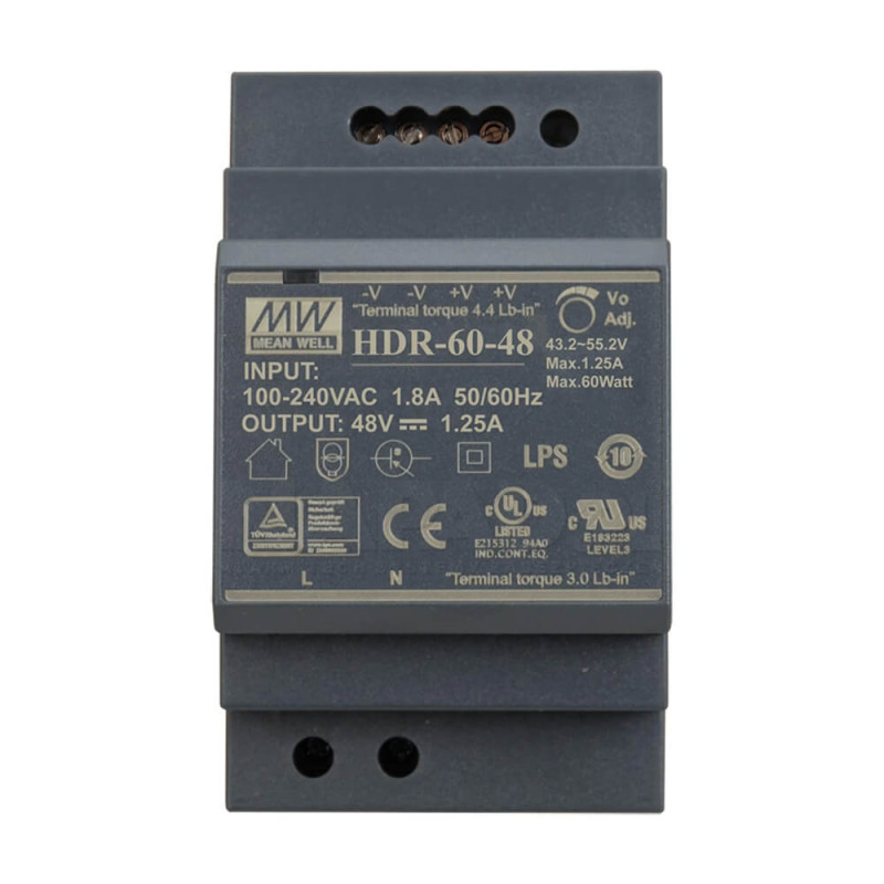 Блок живлення HDR-60-48 Mean Well на DIN-рейку