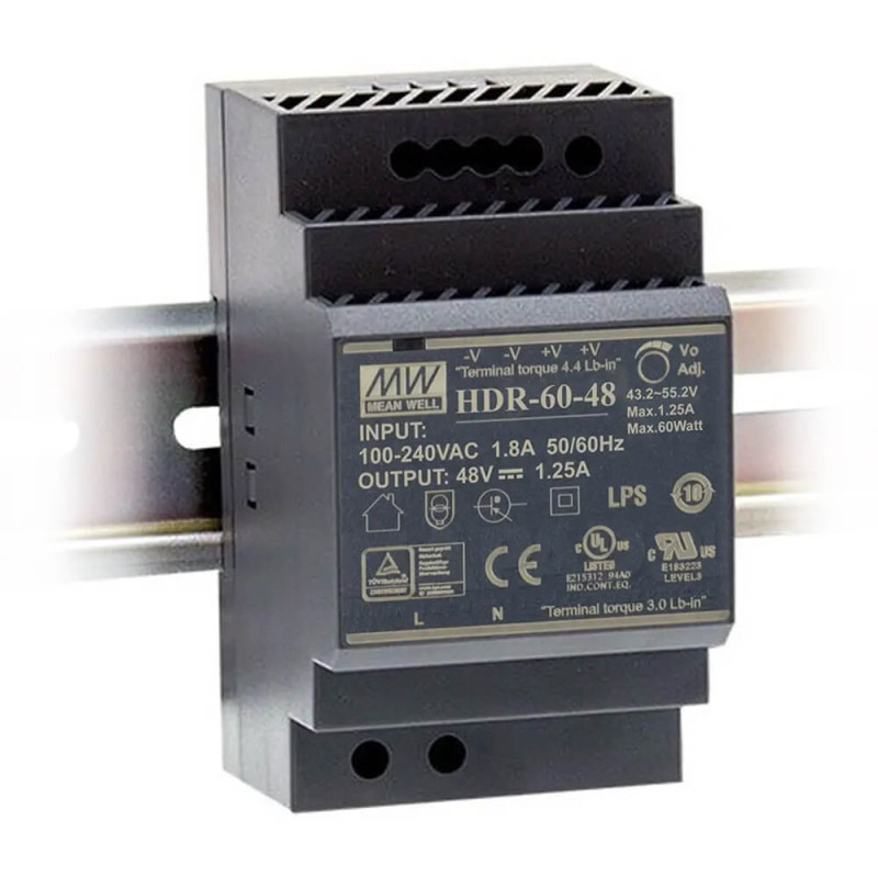 Блок живлення HDR-60-48 Mean Well на DIN-рейку