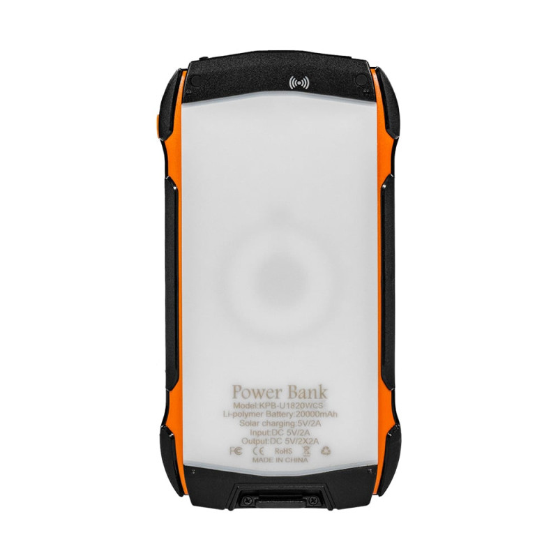 Повербанк з сонячною панеллю 20000mAh Power Bank Kraft KPB-U1820WCS Orange бездротова зарядка