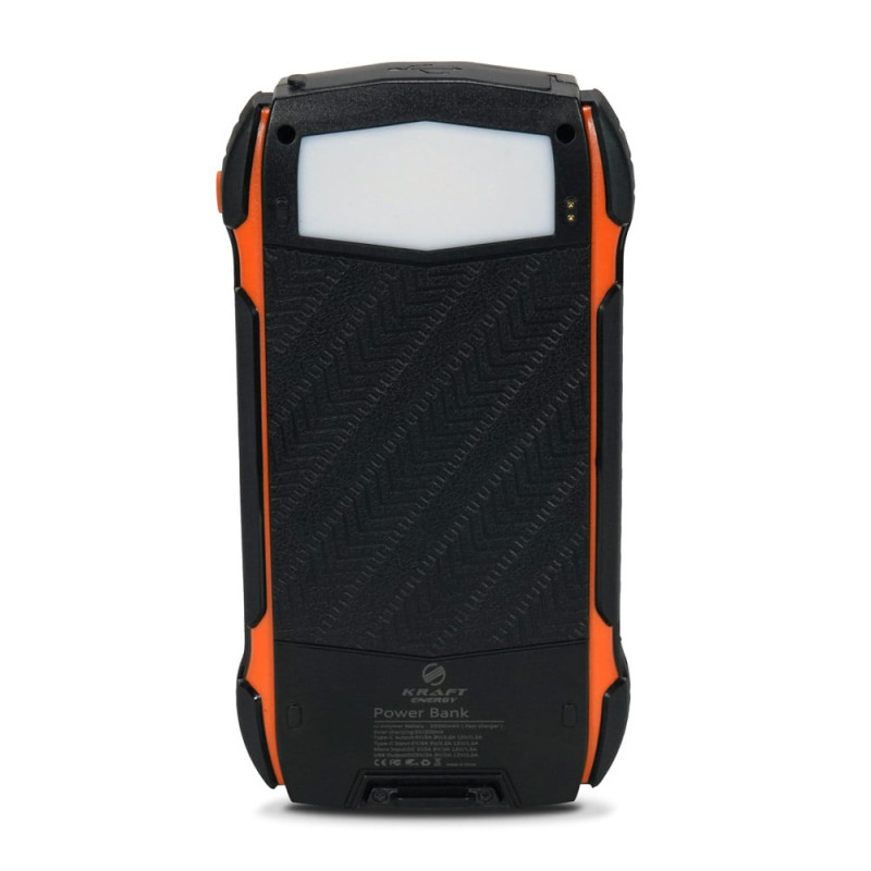 Повербанк з сонячною панеллю 30000mAh Power Bank Kraft KPB-U1830FCSL Orange 18W QC2.0 LED-ліхтар
