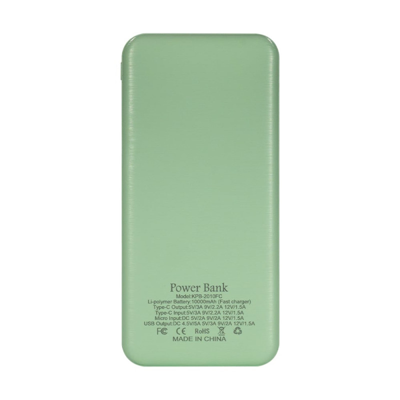 Повербанк 10000mAh Power Bank Kraft KPB-2010FC Green 22.5W QC3.0
