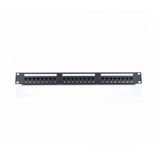 Патч-панель Ritar 24 порти UTP DUAL кат 5Е 19" 1U неекранована чорна, з заднім організатором кабелю Q25