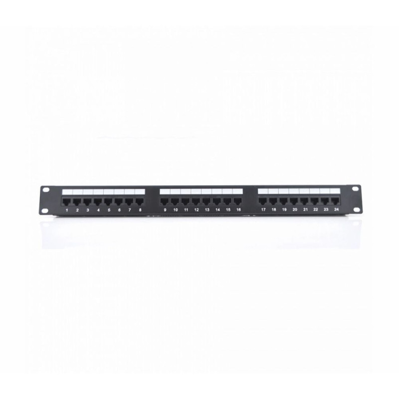 Патч-панель Ritar 24 порти UTP DUAL кат 5Е 19" 1U неекранована чорна, з заднім організатором кабелю Q25