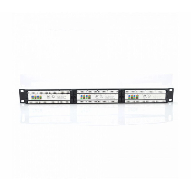 Патч-панель Ritar 24 порти UTP DUAL кат 5Е 19" 1U неекранована чорна, з заднім організатором кабелю Q25