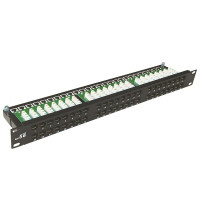 Патч-панель Merlion 48 портів UTP DUAL кат 5Е 19" 1U неекранована чорна Q10