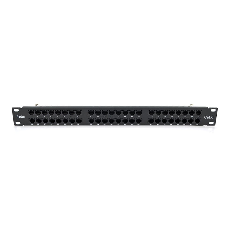 Патч-панель Merlion 48 портів UTP DUAL кат 6 19" 1U неекранована чорна Q10