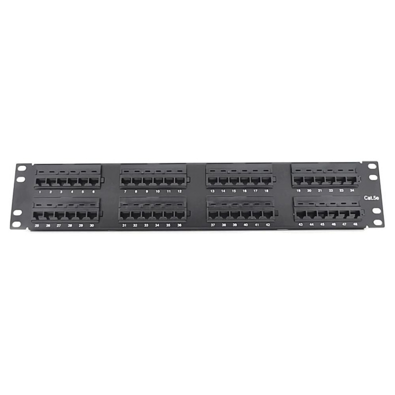 Патч-панель PiPo 48 портів UTP DUAL кат 5E 19" 2U неекранована чорна Q20