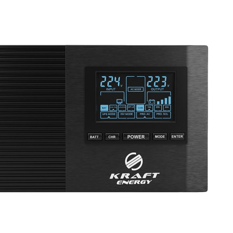 Інвертор Kraft KRF-AVR1000VA/800W-12V з правильною синусоїдою під зовнішній акумулятор