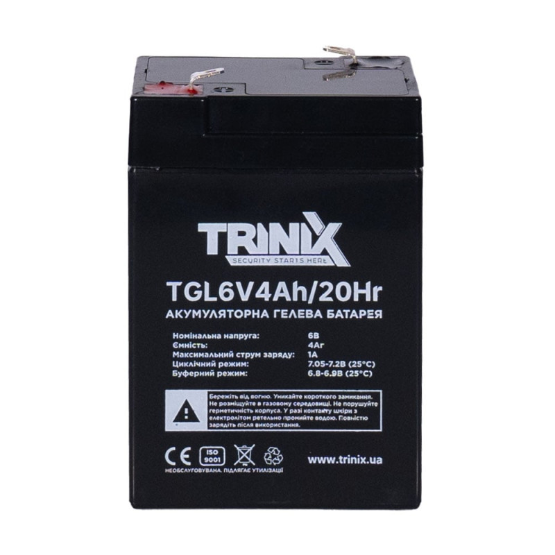 Акумуляторна батарея гелева 6В 4Аг Trinix TGL6V4Ah/20Hr GEL