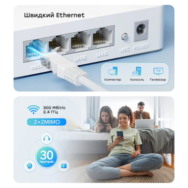 WiFi маршрутизатор Cudy WR300 100Mbps Mesh-сателіт N300