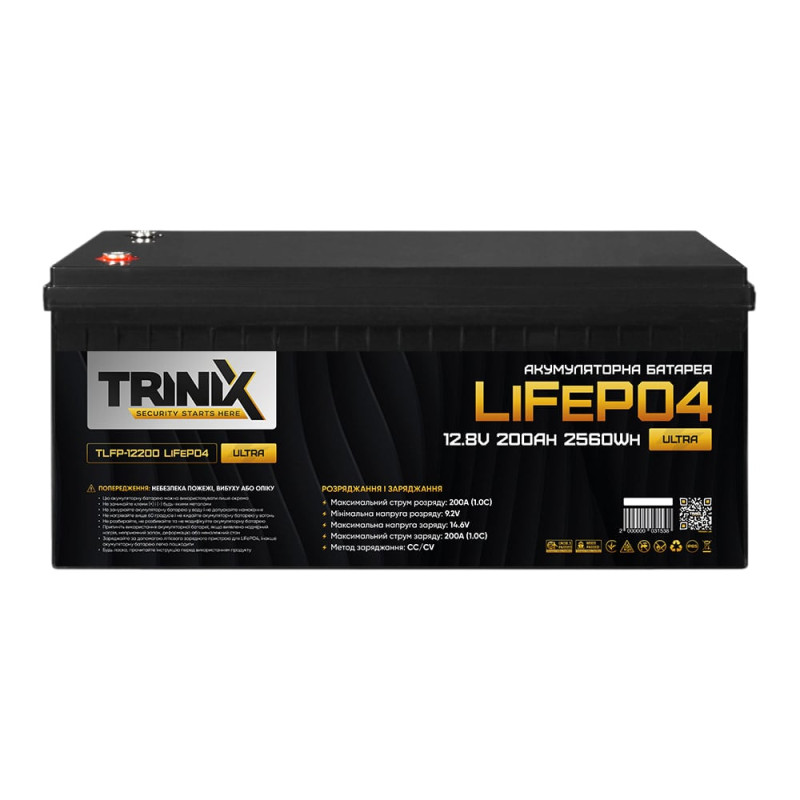 Акумуляторна батарея літій-залізо-фосфатна 12.8В 200А*год Trinix TLFP-12200 Ultra LiFePO4 з Bluetooth (Black)