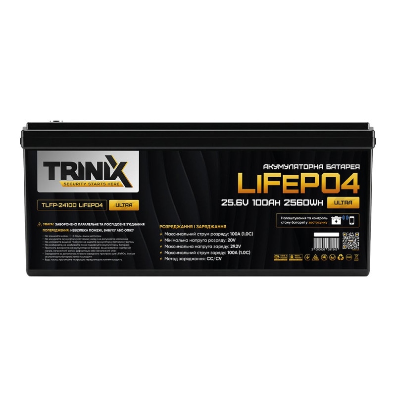 Акумуляторна батарея літій-залізо-фосфатна 25.6В 100А*год Trinix TLFP-24100 Ultra LiFePO4 з Bluetooth (Black)