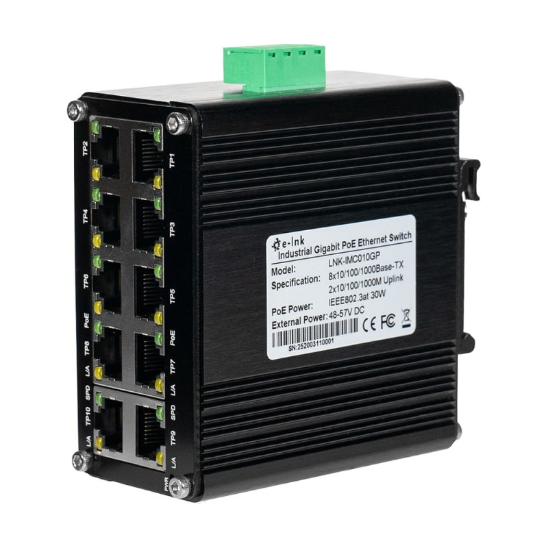 PoE-комутатор 10-портовий E-LINK LNK-IMC010GP з 8 портами PoE