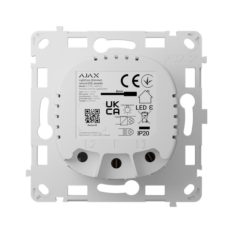 Механізм димера Ajax LightCore (Dimmer) vertical для розумного вертикального димерного вимикача світла LightSwitch (Dimmer)