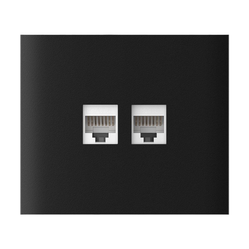Фронтальна панель Ajax CenterCover (LAN) vertical black/чорна для інтернет-розетки Outlet (LAN)