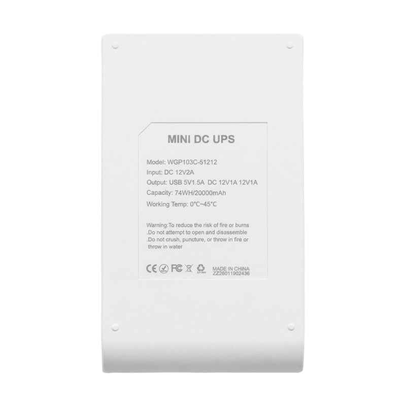 Комплект Mini UPS з блоком живлення: джерело безперебійного живлення Mini UPS WGP UPS103C 20000mAh 5V/12V/12V, Li-ion 4*5Ah, для роутера і оптичного термінала та блок живлення SPF-1202B 12V/2A (24W)