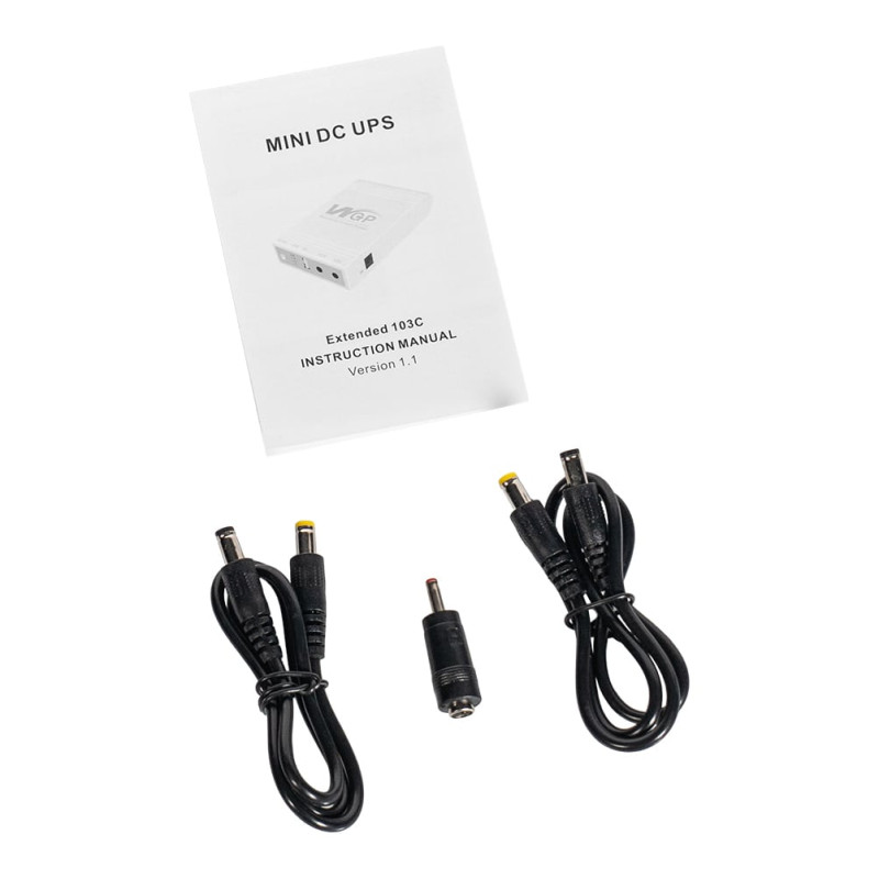 Комплект Mini UPS з блоком живлення: джерело безперебійного живлення Mini UPS WGP UPS103C 20000mAh 5V/12V/12V, Li-ion 4*5Ah, для роутера і оптичного термінала та блок живлення SPF-1202B 12V/2A (24W)