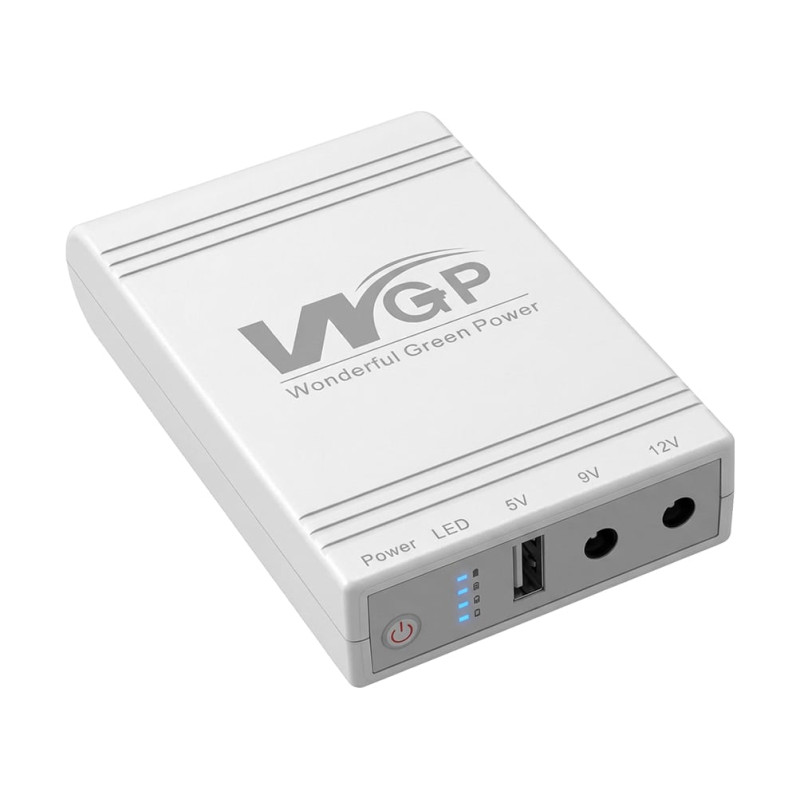 Комплект Mini UPS з блоком живлення: джерело безперебійного живлення Mini UPS WGP UPS103A White 10400mAh 5V/9V/12V, Li-ion 4*2.6Ah, для роутера і оптичного термінала та блок живлення SPF-1202B 12V/2A (24W)