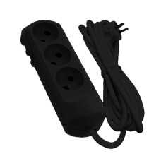 Подовжувач 3 гнізда на 2 метри без заземлення чорний Neomax 3/2м