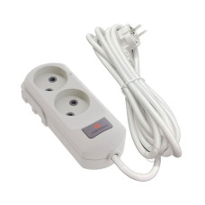 Подовжувач 2 гнізда на 3 метри без заземлення з кнопкою білий Neomax 2/3м
